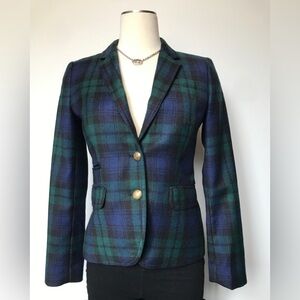 J CREW Blackwatch Plaid Schoolboy Womens Blazer Jacket Small 2